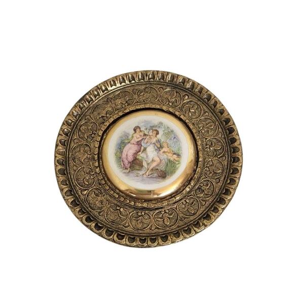 Vintage Sungott Art Studios Small Decorative Plate; Hand Enameled; 24k Rim - Picture 1 of 2